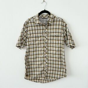 Royal Robbins Check Plaid Button Up Short Sleeve Athletic Shirt